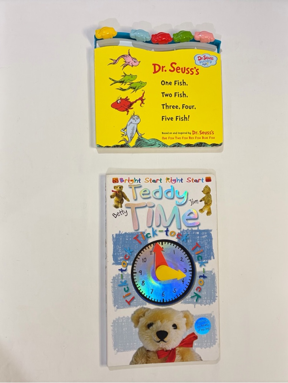 Dr. Seuss’s (1 Fish 2 Fish) & Teddy Time Interactive Kids Books (2) Total